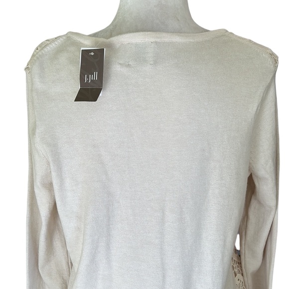 NWT J. Jill Delight in the Details Ivory Lace Crystal Button Cardigan - M / P - Picture 7 of 11